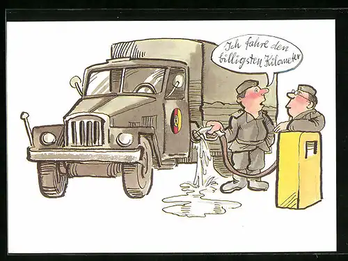 AK Soldaten der NVA an Tankstelle