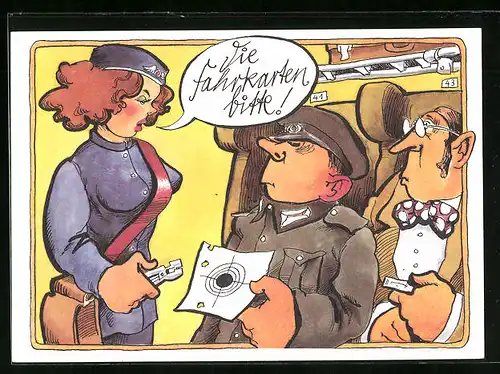 AK Soldat der NVA im Zug bei der Kontrolle