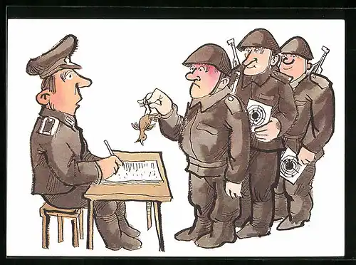 AK Soldaten nach der Schiessübung, NVA