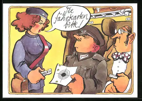 AK Soldat der NVA im Zug bei der Kontrolle