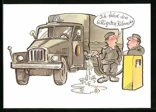 AK Soldaten an Tankstelle, NVA