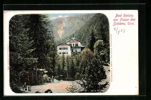 AK Bad Ratzes, Ortsansicht am Fusse des Schlern