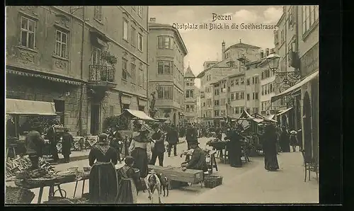 AK Bozen, Obstplatz mit Blick in Goethestrasse