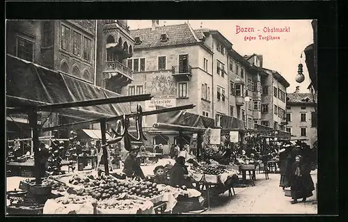 AK Bozen, Obstmarkt gegen Torglhaus