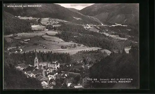 AK Mühlbach, Teilansicht mit Kirche und Rodeneck