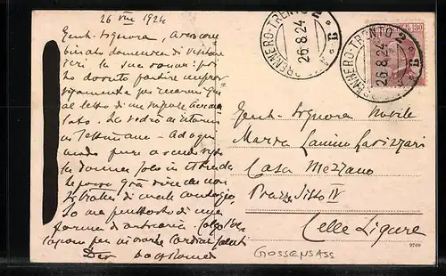 Künstler-AK Gossensass, Ortspartie mit Kirche