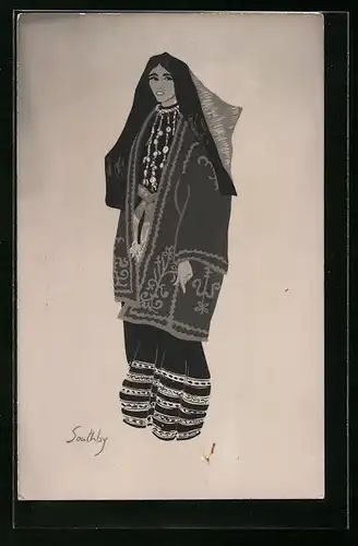 Künstler-AK Bedu Woman of Lake Huleh (North of Sea of Galilee)
