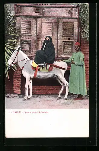 AK Kairo, Femme arabe a baudet