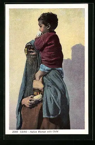 Künstler-AK Kairo, Native Woman with Child