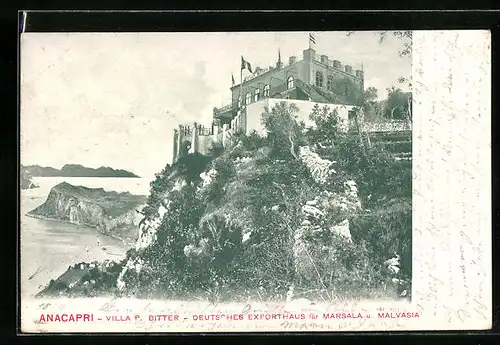 AK Anacapri, Villa P. Bitter, Deutsches Exporthaus für Marsala und Malvasia