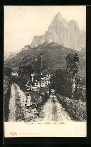 AK Seis am Schlern, Wegpartie in die Stadt führend