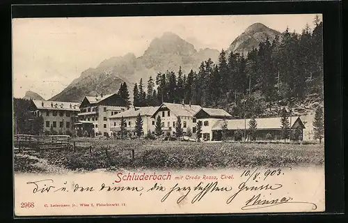 AK Schluderbach, Ortsansicht mit Croda Rossa