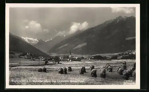 AK Mieders, Ortsansicht mit dem Zuckerhütl