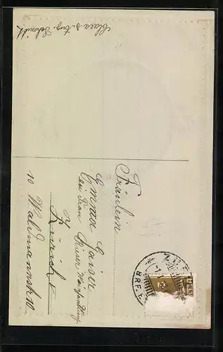 AK Neujahrsgruss mit gerahmten Portraits eines Fräuleins