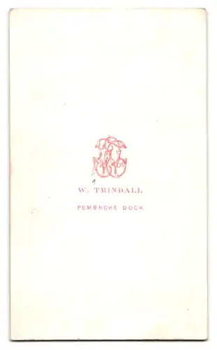 Fotografie W. Trindall, Pembroke Dock, Junger Herr im modischen Dreiteiler in einem dickeln Wälzer studierend
