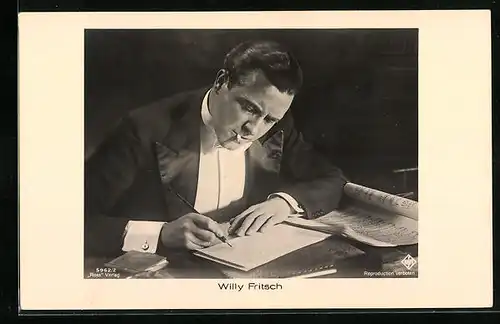 AK Schauspieler Willy Fritsch schreibt einen Brief