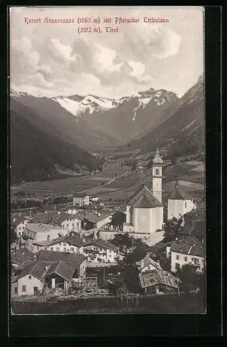 AK Gossensass, Teilansicht mit Kirche und Pflerscher Tribulaun