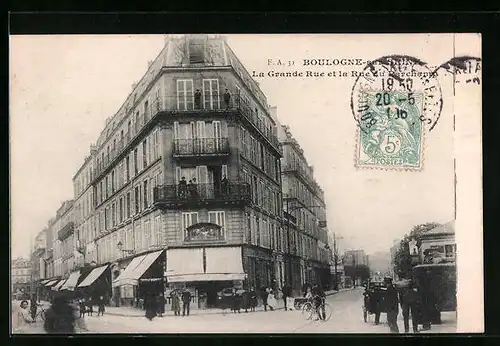 AK Boulogne-sur-Seine, La Grande Rue et Rue du Parchamp