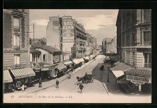 AK Asnières, La Rue de la Station