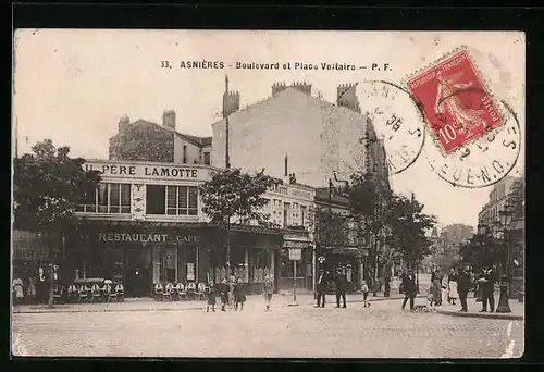 AK Asnières, Boulevard et Place Voltaire