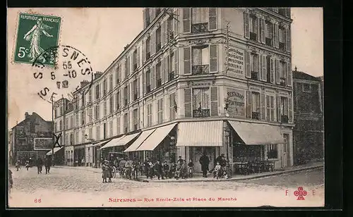 AK Suresnes, Rue Emile-Zola et Place du Marché