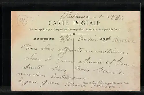 AK Puteaux, La Rue Godefroy et la Poste