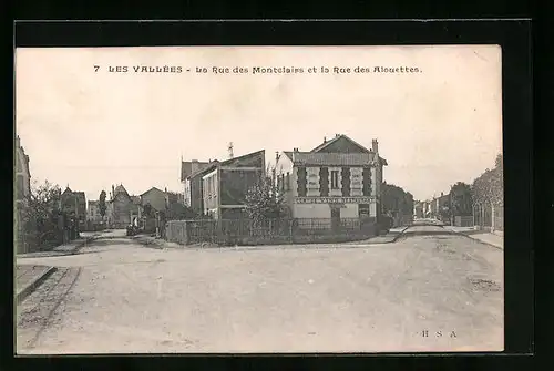 AK Les Vallées, La Rue des Montclairs et la Rue des Alouettes, Strassenpartien