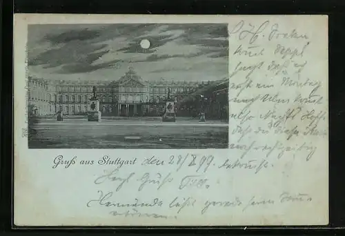 Mondschein-AK Stuttgart, Neues Schloss