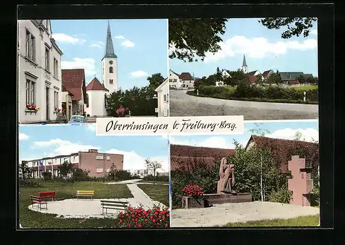 AK Oberrimsingen bei Freiburg /Br., Ortspartie, Strassenpartie, Denkmal