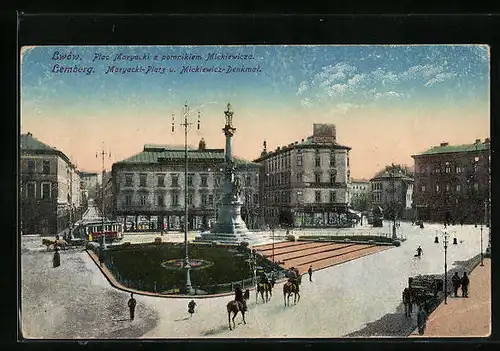 AK Lemberg, Maryacki-Platz u. Mieckiewicz-Denkmal