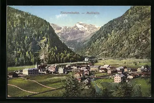 AK Mallnitz, Totalansicht mit Gebirge