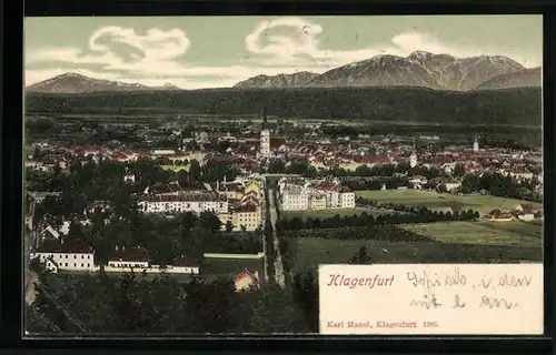 AK Klagenfurt, Totalansicht mit Gebirgskette