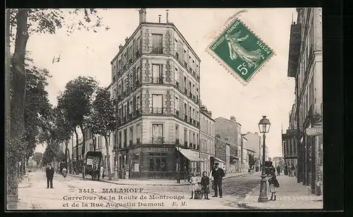 AK Malakoff, Carrefour de la Route de Montrouge et de la Rue Augustin Dumont