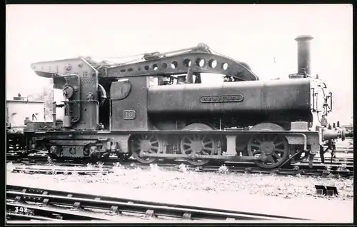 Fotografie Eisenbahn Gross Britannien, Dampflok Nr. 16 Hercules, Kranlokomotive, Kranausleger, Kranaufbau
