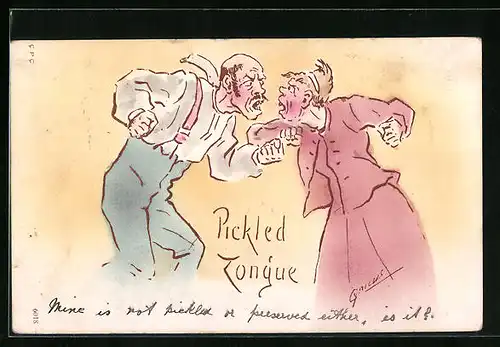 Künstler-AK Cynicus: Streitendes Paar