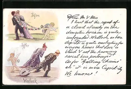 Künstler-AK Cynicus: Vor und nach der Hochzeit