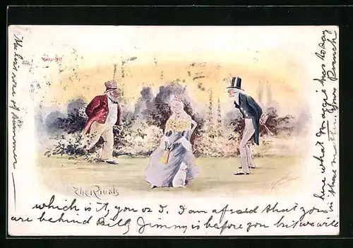 Künstler-AK Cynicus: Rivalen vor ihrer Geliebten