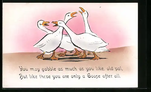 Künstler-AK Cynicus: Gänse beim Schnattern