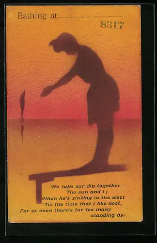 Künstler-AK Cynicus: Sprung in die abendliche See