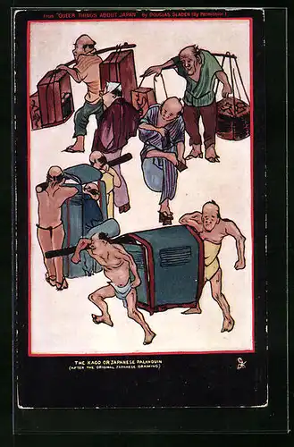 AK The Kago or Japanese Palanduin, Japanische Träger bei der Arbeit