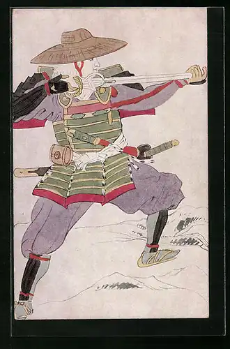 Künstler-AK Samurai mit Muskete