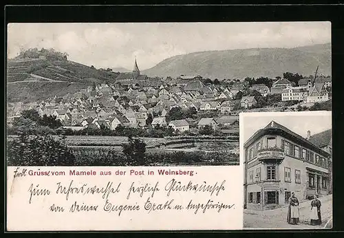 AK Weinsberg, Ortsansicht und Gasthaus Grath