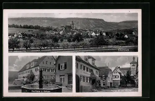 AK Eberstadt, Gasthaus zum Ochsen, Panorama des Ortes, Partie an der Kirche