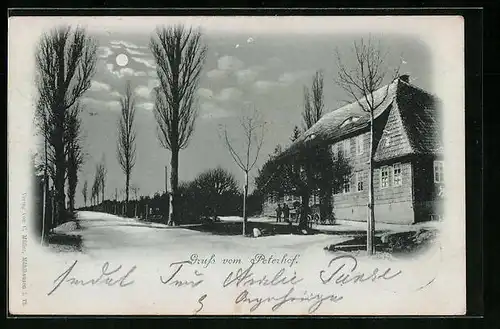 Mondschein-AK Mühlhausen i. Th., Gasthaus Peterhof