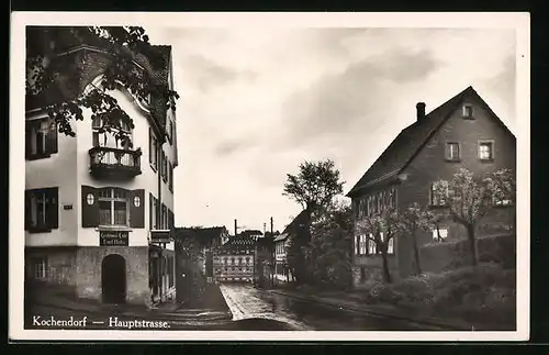 AK Kochendorf, Hauptstrasse mit Cafe v. Emi Hahn