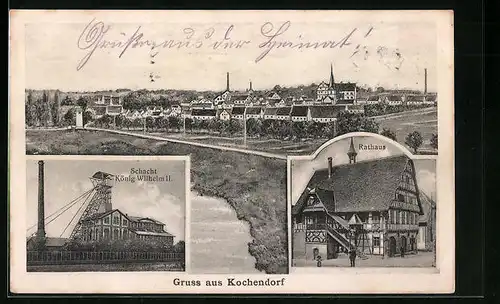 AK Kochendorf, Schacht König Wilhelm II., Rathaus, Panorama
