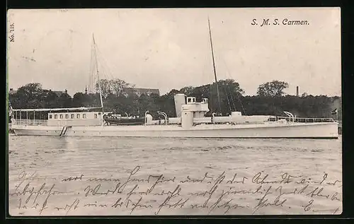 AK SMS Carmen vor Küste