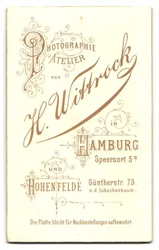 Fotografie H. Wittrock, Hamburg, Speersort 5, Mädchen mit Stirnlöckchen und Halskette