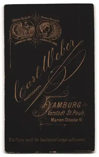 Fotografie Carl Weber, Hamburg, Marien Strasse 41, Bürgerlicher mit Schnurrbart und Binder