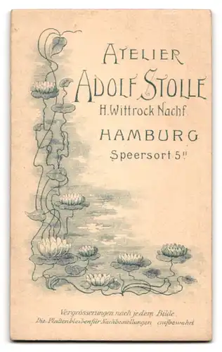 Fotografie Adolf Stolle, Hamburg, Speersort 5, Bürgerlicher mit Mittelscheitel und Schnurrbart